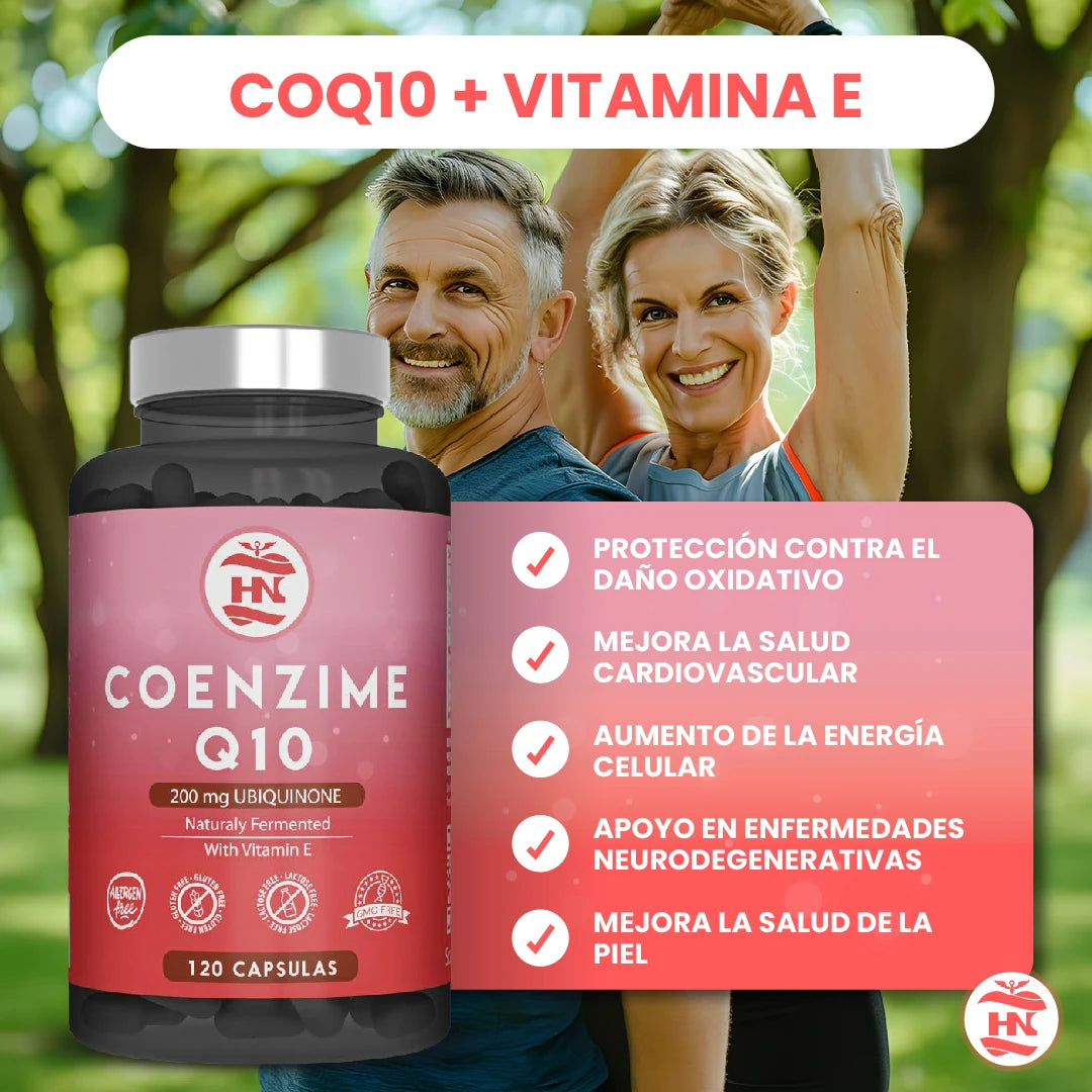 HN - Healthy Nutriton - Pack Omega 3 & Coenzima Q10  - Omega 3 Capsulas 2000 mg a Base de Aceite de Pescado Omega3-120 Perlas - Coenzima Q10 200mg mejora la Energía y Salud Cardiovascular, coq10 con con Vitamina E previene e