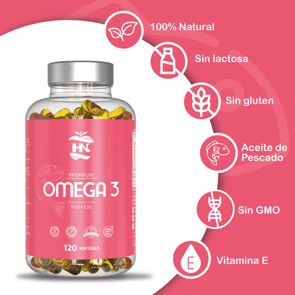 HN - Healthy Nutriton - Pack Omega 3 & Coenzima Q10  - Omega 3 Capsulas 2000 mg a Base de Aceite de Pescado Omega3-120 Perlas - Coenzima Q10 200mg mejora la Energía y Salud Cardiovascular, coq10 con con Vitamina E previene e