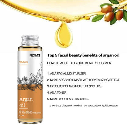 Aceite de argán orgánico 100 % puro, prensado en frío, virgen, de primera calidad, para piel seca y dañada, cabello, rostro, cuerpo, cuero cabelludo y uñas.