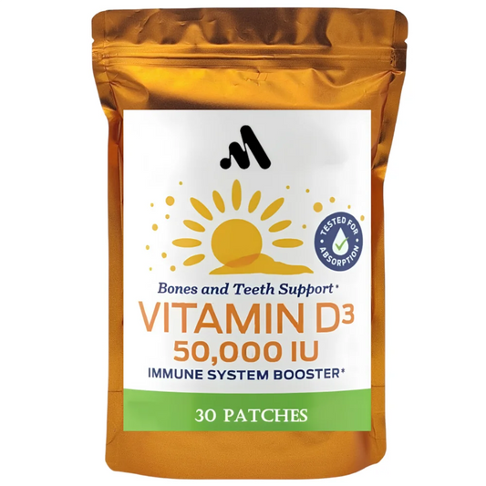 30 parches de vitamina D3 50000 UI. Parches de vitamina D que contienen complejo de vitamina D y K premium.