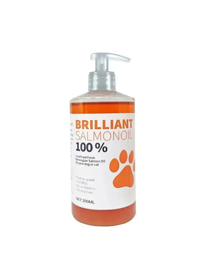 Aceite de salmón para mascotas (200 ml), 21 ácidos grasos omega, suplemento nutricional natural para perros y gatos.