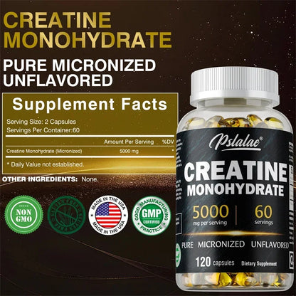 Creatine Monohydrate Capsule - Enhance Muscle Strength, Relieve Fatigue, Promote Energy Production, and Improve Performance